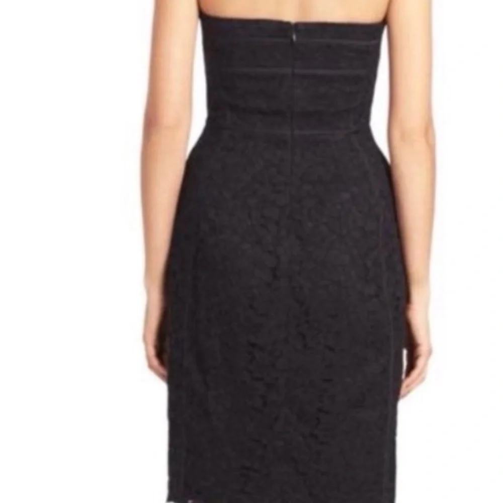 Diane von Furstenberg DVF Black Lace‎ Corset Dress Strapless mini cocktail 14 12